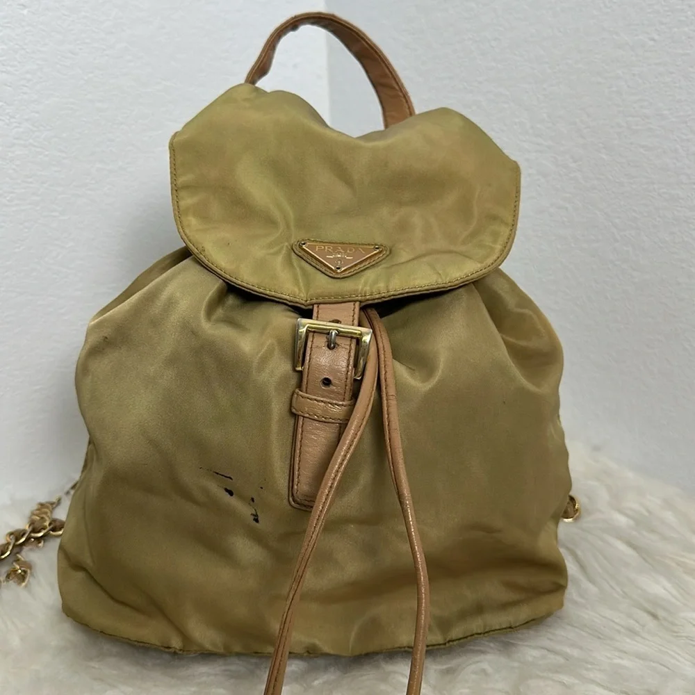 💯 Authentic Prada Beige Drawstring Backpack🍀 - Picture 4 of 16